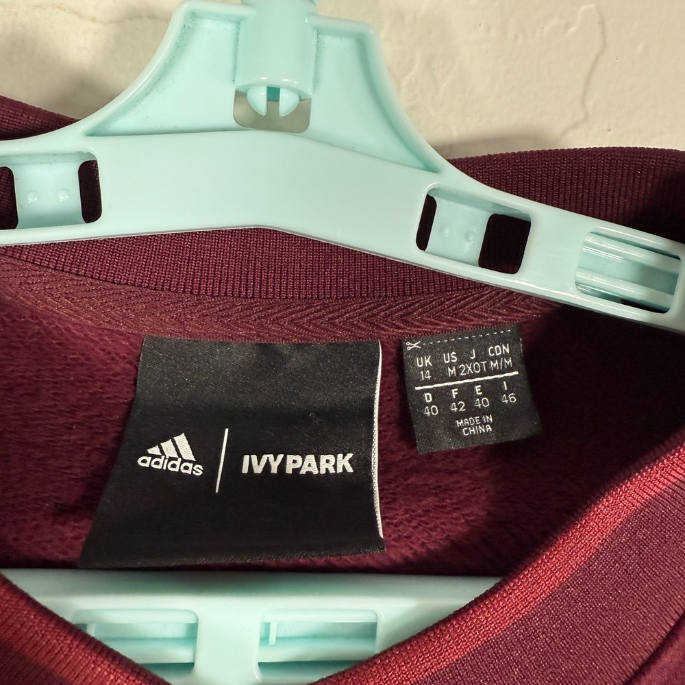 Adidas Ivy Park Sweatshirt Mens Medium Red‎ Pullover Fleece 3 Stripe - Picture 6 of 10